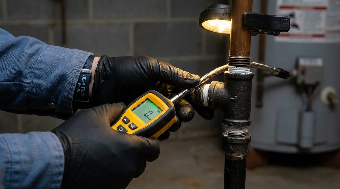 Gas leak detection with electronic sniffer by Johns Plumbing LLC in Bartlett